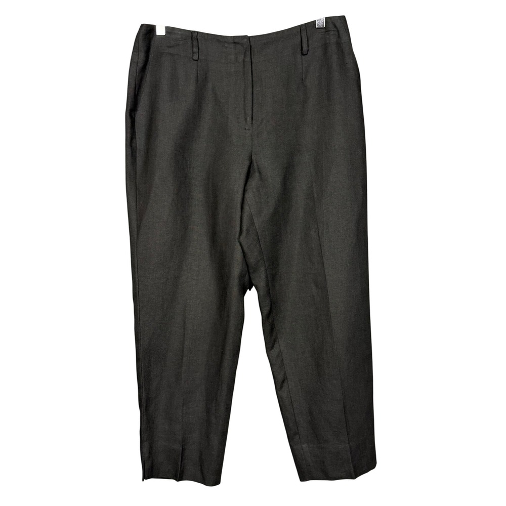 Talbots Pants Womens 12P Petite Black Irish Linen Straight Leg Lined Lagenlook